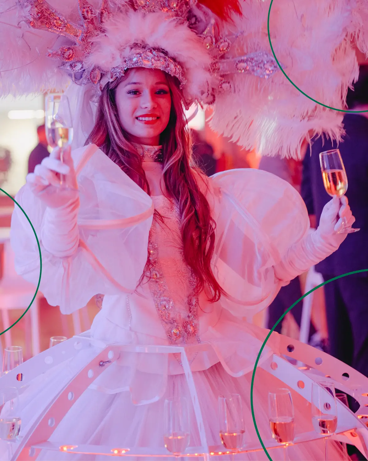 Champagne coupes and premium bites at a corporate drinks reception